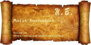 Malik Bernadett névjegykártya